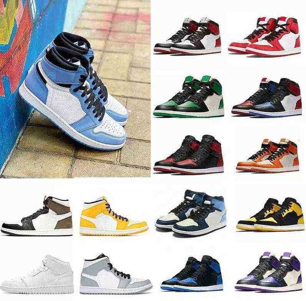 

jumpman 1 basketball shoes men 1s og high pine green black court purple royal bred toe nc obsidian unc game sneakers trainers 36-47