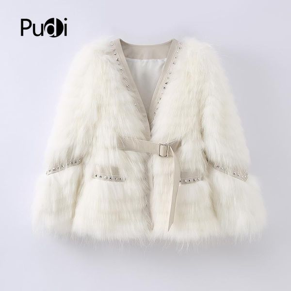 

fur pudi women real fox fur coat jacket over size lady female fashion winter warm genuine leather coats parka z21m23, Black