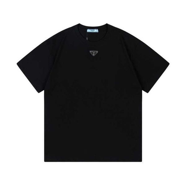 

26% off family early spring new fashion classic triangle leather label simple versatile short sleeve t-shirt, White