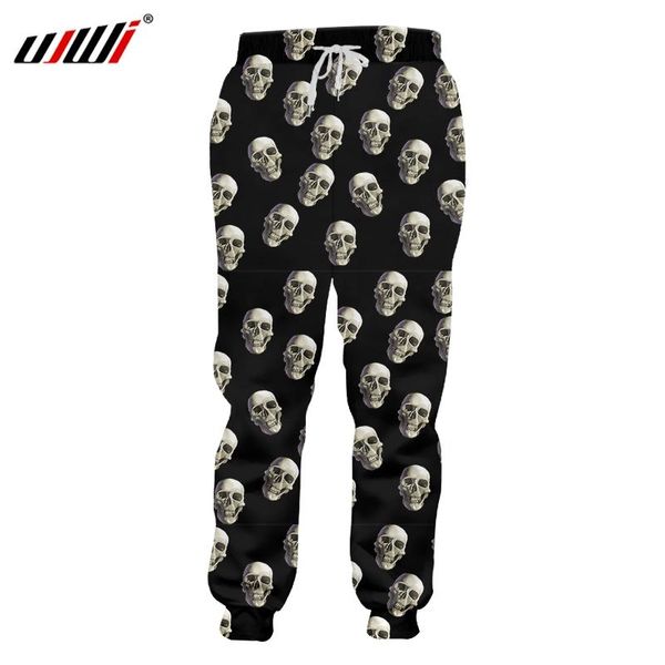 

pants ujwi winter man new leisure 3d printed sweatpants a group of skulls hip hop trousers large size garment men's casual pants, Black