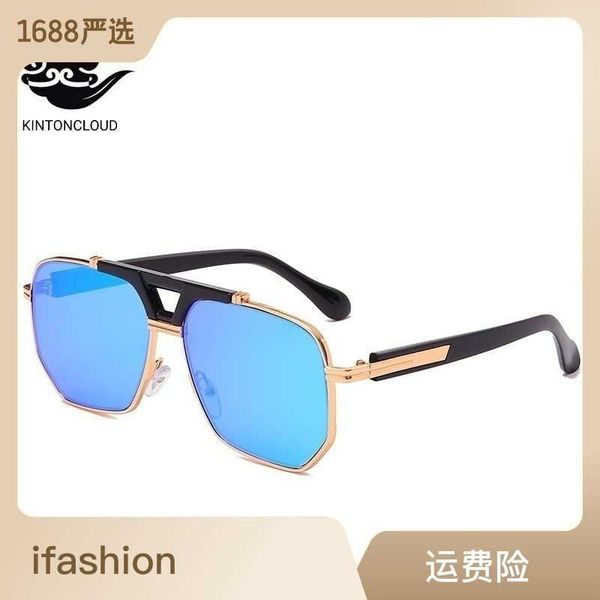 

1947 men's pilot mirror reflective sunglasses metallic silver driving trend, Black