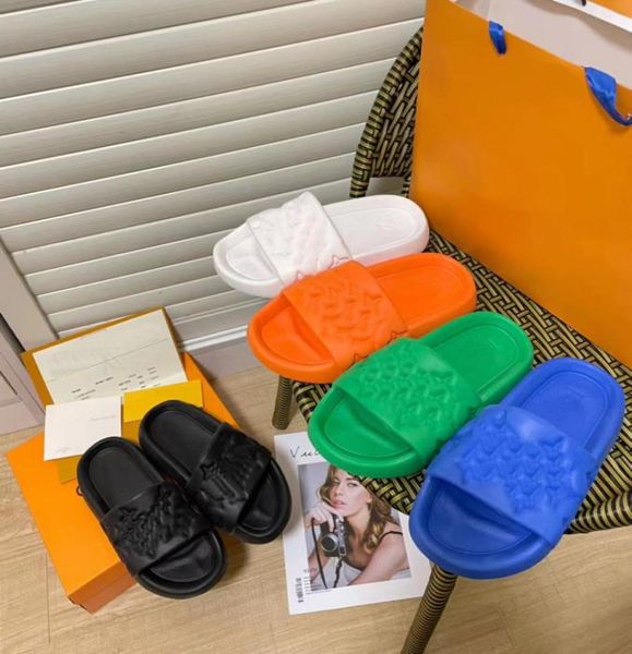 

waterfront mule sandals designer women men slides monograms slippers summer beach outdoor fashion slides uality size 35466448509, Black