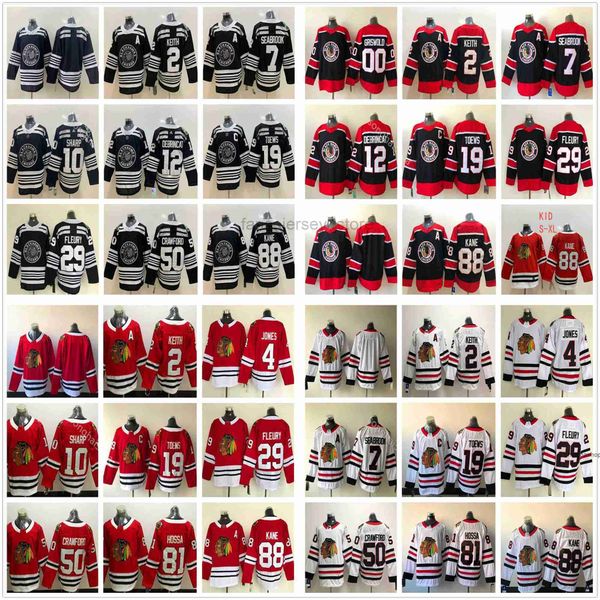 

hockey jerseys mens kid chicago blackhawks marcandre fleury seth jones jonathan toews patrick kane clark griswold ice hockey jersey, Black;red