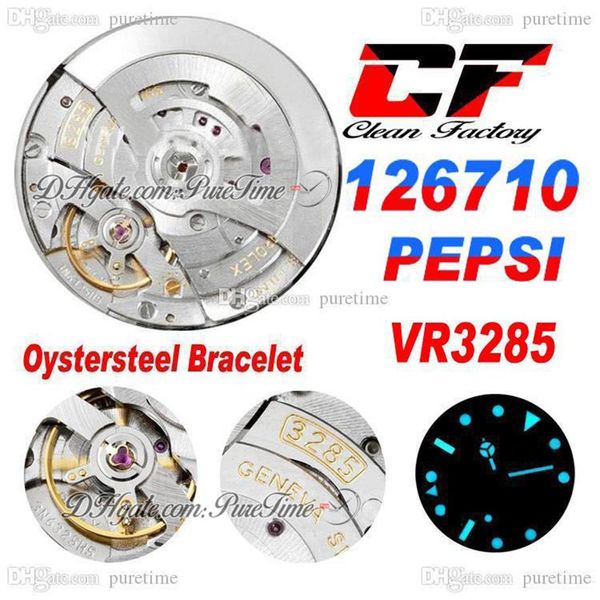 

clean cf gmt vr3285 automatic mens watch pepsi red blue ceramics bezel 904l steel oystersteel bracelet super edition watches puret273s, Slivery;brown