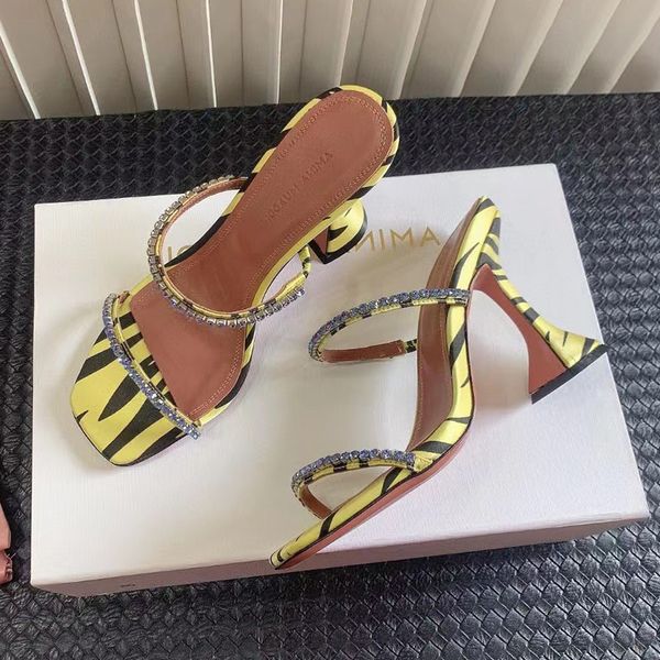 

shoes dress amina muaddi spool heels sandals satin gilda slippers crystal high heeled shoe 9.5cm scuffs women's luxury designer party w, Black