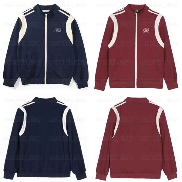

designer jacket american contrasting color double zipper baseball coat fashion casual couple style, Black;brown