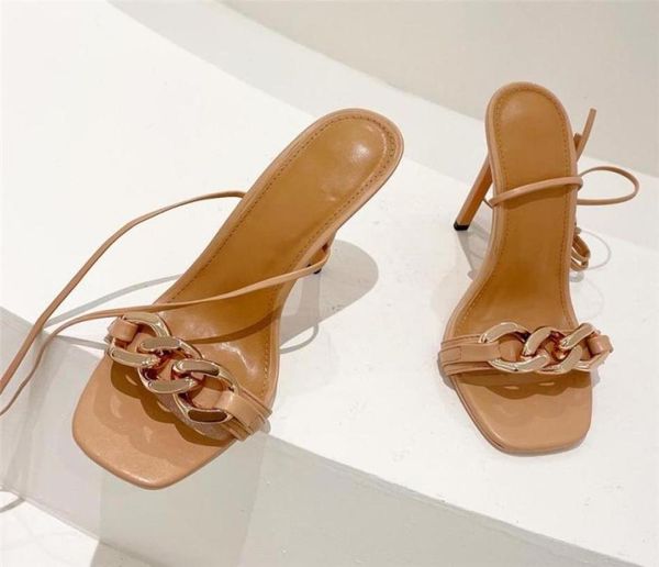 

sandals 2021 summer women 115cm high heels fetish gladiator metal chain sandles lady stripper designer cross tie strap shoes9407261, Black