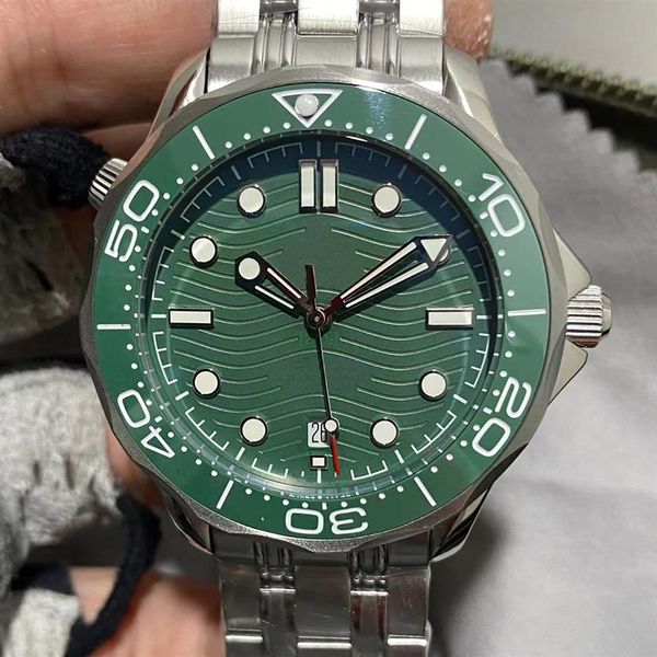 

42mm automatic mechanical outdoor mens watches watch green dial with stainless steel bracelet rotatable ceramic bezel bracklet tra2602, Slivery;brown