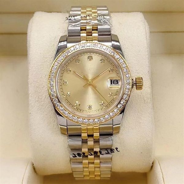 

31mm fashion women's diamond watch ladies automatic mechanical watches womens stainless steel buckle sport water233k, Slivery;brown