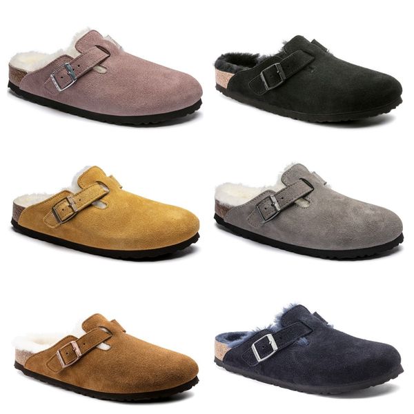 

2023 slippers boston clogs baotou sandal designer clog sandals arizona men women slides pink black white suede leather
