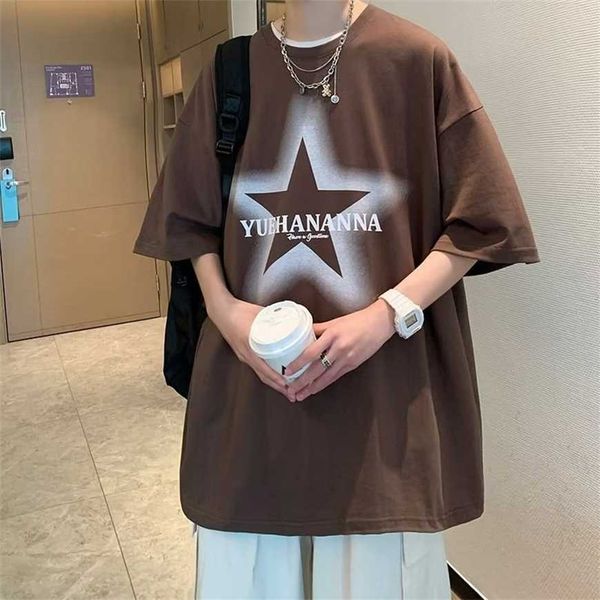 

32% off versatile t-shirt men's summer fashion ins street short sleeve oversize loose student, White;black
