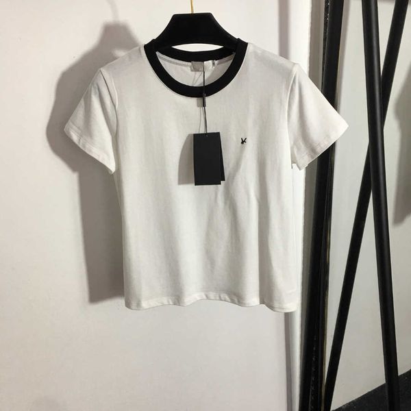 

23ss tee womens t-shirt womens designer clothing round neck pure cotton flocked monogram short sleeve t-shirt womens clothes, White