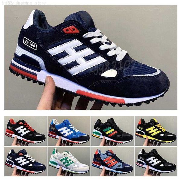 

originals zx750 running shoes athletic designer sneakers zx 750 mens womens white red blue breathable outdoor sports size 36 -45 p54, Black