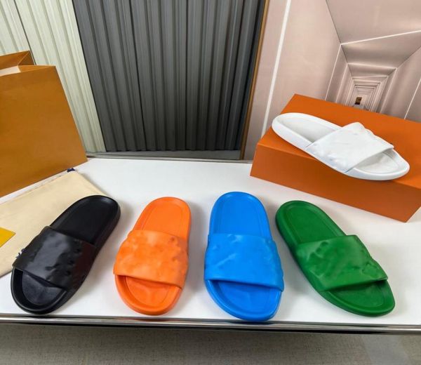 

waterfront slippers designer slides embossed rubber waterproof slipper for men women summer house outdoor beach pool shoes flat sc7721043, Black