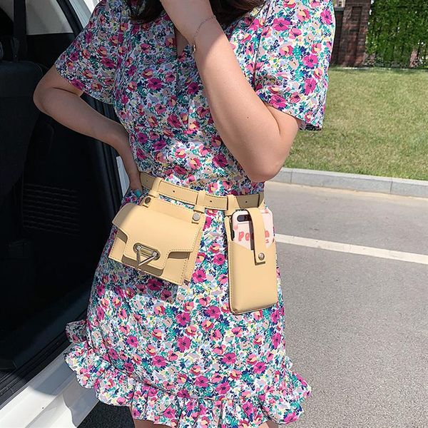 

hbp 2pcs women waist bag 2021 luxury designer belt bags female leather flap fanny pack shoulder crossbody chest purse254f