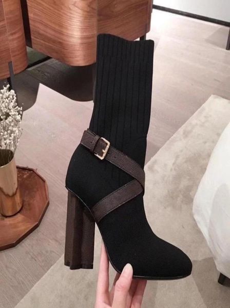 

designer boots laureate silhouette ankle socks shoes women boot black martin booties stretch high heel8129482
