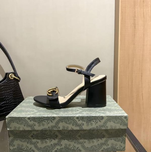 

leather mid heel ladies sandals slippers designer fashion ladies flats ankle classic buckle rubber sole mules summer beach we8511822, Black