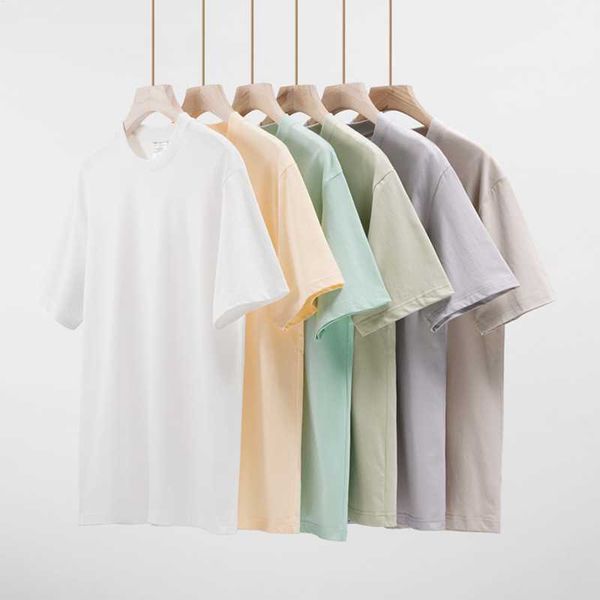 

t shirt dropped shoulder style 240g 40 count high-density combed cotton short sleeved spring/summer men's basic loose round neck t-shir, White;black