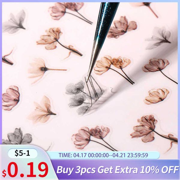 

stickers decals 1pc succulent plants flower 3d nail sticker spring floral leaves adhesive transfer decals slider diy nail art decoration j23, Black