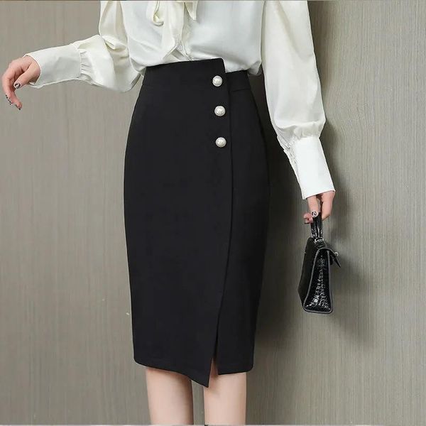 

dresses singlebreased high waist sideslit pencil skirt women summer long skirt fahion wrap hip skirt office lady elegant work skirts, White;black
