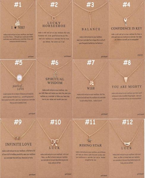 

136 designs dogeared jewelry chokers necklaces with card gold silver plated pendant necklace little gift for friends families prom5541263