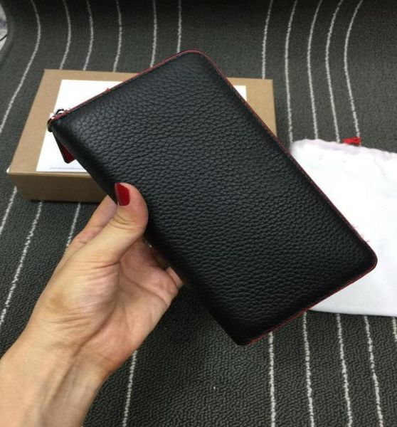 

men women designer red bottoms wallet style panelled spiked clutch bags patent real leather mixed color rivets party clutches lady4960836, Red;black