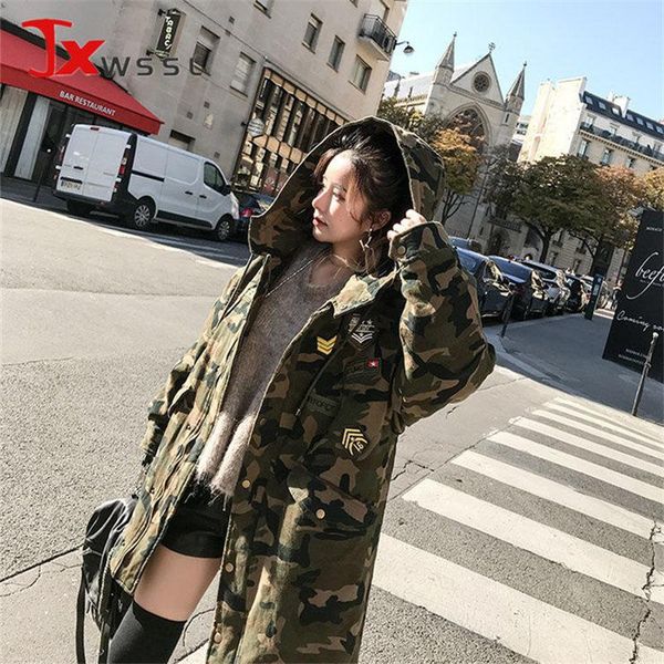 

leather camouflage cotton coat women's 2021 korean new fashion trendy tooling padded jackets midlength thick warm winter parker jacket, Black
