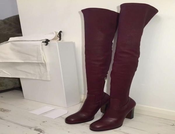 

stretch leather women over the knee high boots elastic sock booties burgundy beige ladies high heels platform party shoes ori2808612, Black