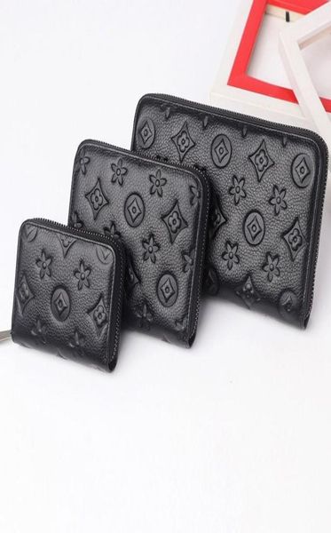 

2023 fashion flowers designer zipper wallets luxurys men women leather bags classic letters coin purse original box p6780478, Red;black