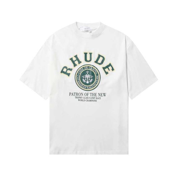 

26% off rhude fashion loose teenage couple casual double yarn short sleeve t-shirt underlay, White;black