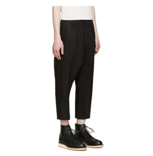 

pants ro spring and summer new lowcrotch eightpoint trousers lowcrotch tapered pants straight casual pants, Black