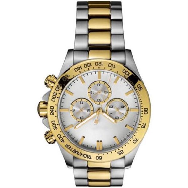 

new fashion 1512960 1512961 44mm black dial stainless steel strap chronograph watch281c, Slivery;brown