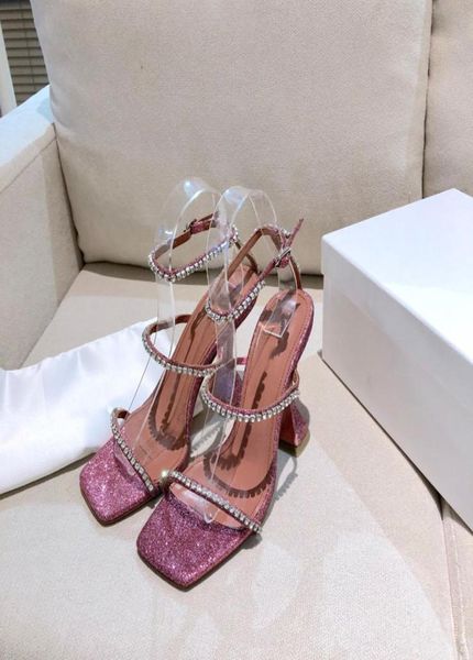 

gilda pink glitter sandals 100mm crystalencrusted strap spool heels skyhigh heel for women summer luxury designers s8433845, Black