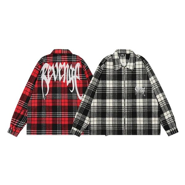 

23ss winter usa plaids tee high street long sleeve embroidery logo women mens fashion thick cotton shirts zipper jackets185l, Black;brown