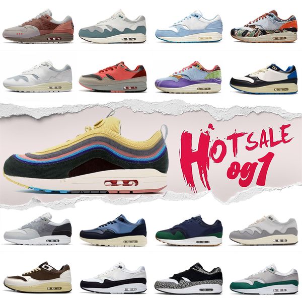 

og 1 87 men women running designer shoes 1s 87s night maroon black noise aqua saturn gold bred daisy mens trainers outdoor sports sneakers