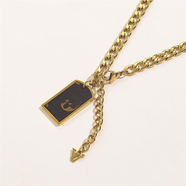 

womens design necklace faux leather 18k gold plated stainless steel necklaces choker chain letter pendant europe america fashion l225d, Silver