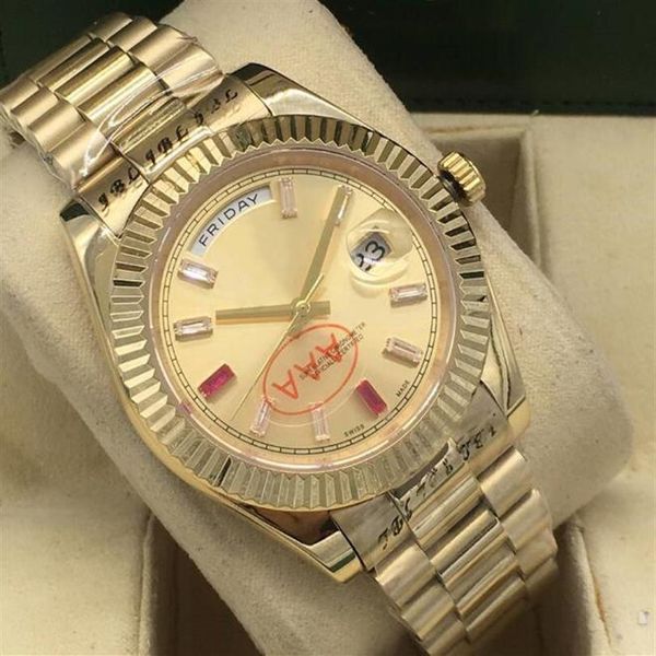 

luxury wristwatch mechanical automatic 18k gold stainless steel 41mm diamond ruby 218235 asia 2813 movement men's watches228k, Slivery;brown