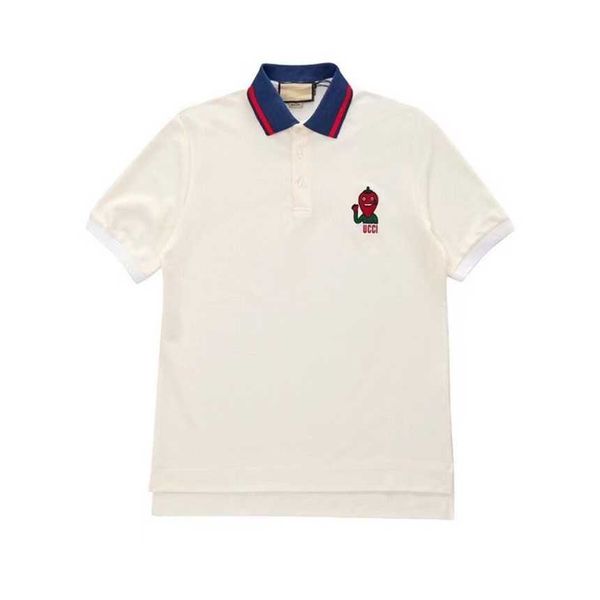 

30% off correct version kitten stickers cotton business short sleeved shirt family embroidered stripe polo collar, White;black