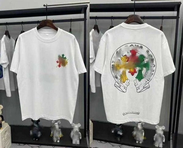 

classic fashion chmen's t-shirts 2023 classic shirt heart fashion ch quality brand sanskrit cross pattern sweater designers chromes co, White;black