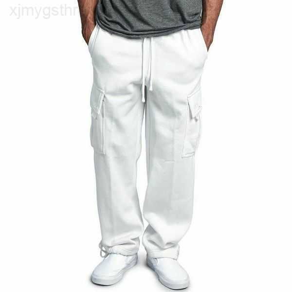 

mens cargo pants joggers cotton sweat workout loose trousers long sportswear sweatpants hip hop streetwear 4xl 5y3za, Black