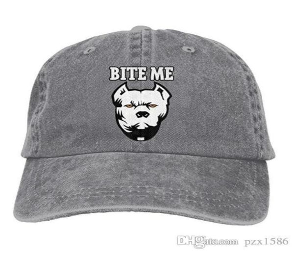 

pzx baseball cap for men and women bite me pitbull mens cotton adjustable jeans cap hat optional4751640, Blue;gray