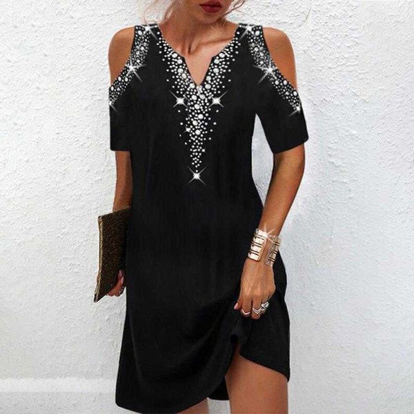 

womens way dresses v neck fashion off the shoulder positioning printed short, Black;gray