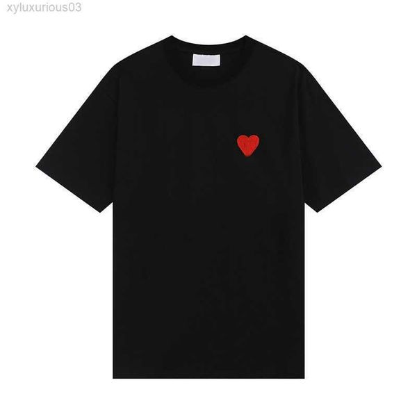 

men's t-shirts 2023 mens designers paris amis t shirt tone-on-tone love embroidery fashion street casual joker round neck cotton short, White;black