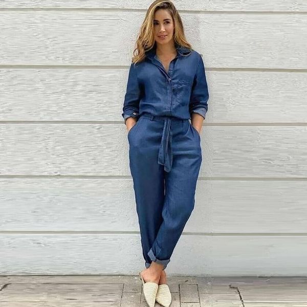 

european american women's jumpsuit denim tooling with belt shirt style yy6537, Black;white