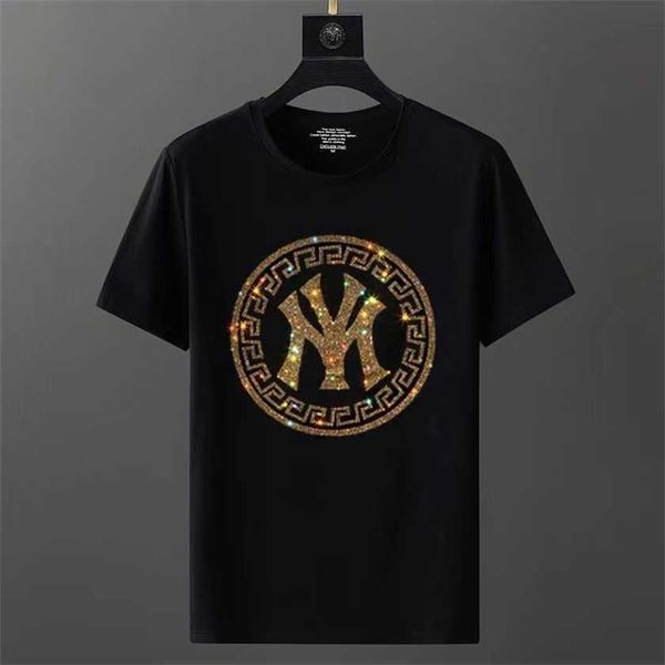 

26% off european station goods men's trendy short summer diamond half sleeve t-shirt social spirit guy bottom shirt, White;black