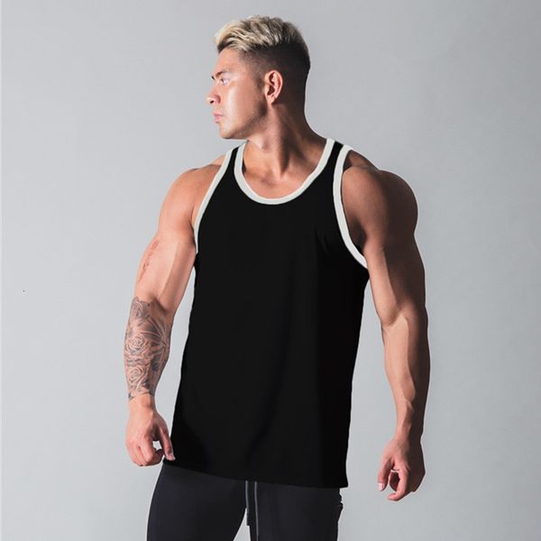

men' tank men bodybuilding patchwork sports tank gym undershirt fitness vest quick-drying sleeveless shirt men summer casual vest 23, White;black