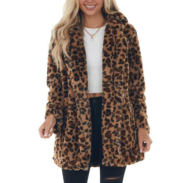 

fur leopard coats new women faux fur coat luxury winter warm plush jacket fashion artificial fur women's outwear high quality, Black