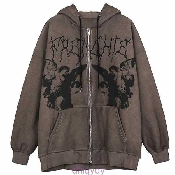 

streetwear sweatshirts autumn men's hoodies gothic punk graphic print zipper ribbon hooded hoodie casual fashion black cool over 1 a49b
