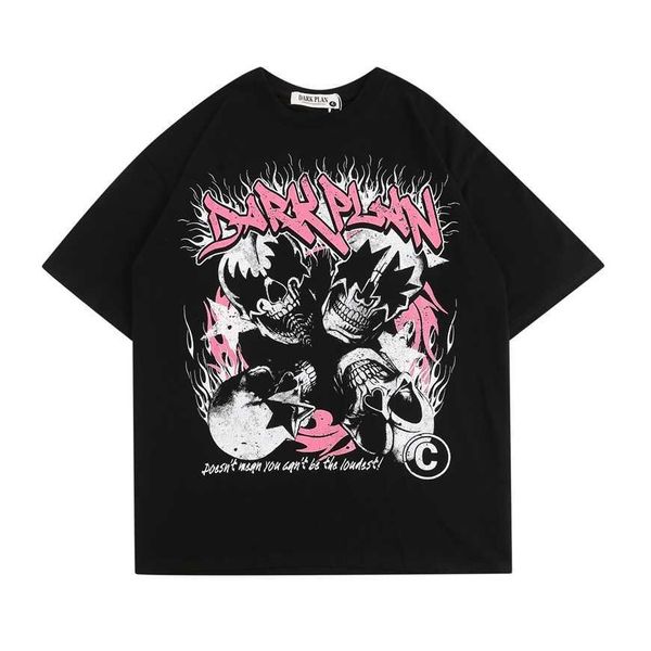 

32% off zongchi company's ins street fashion fun anime print round neck loose fit for men and women summer new style, White;black