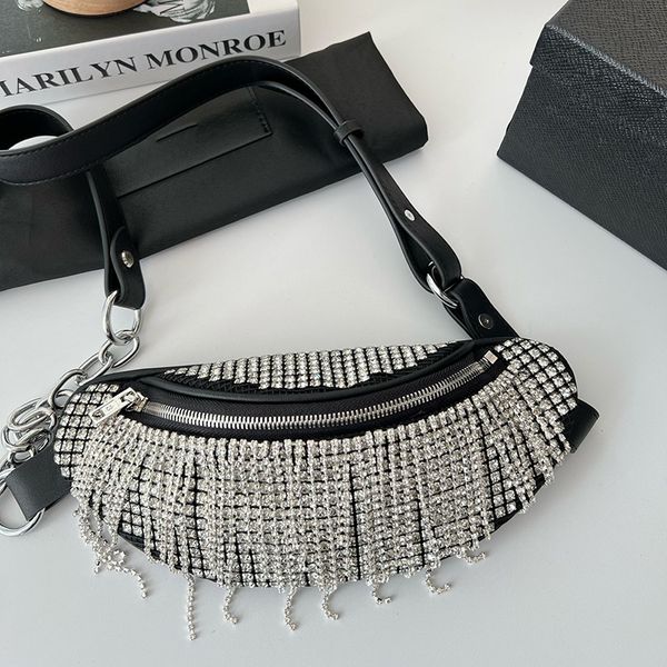 

womens blingbling alexander fany pack waist bags with tassel shimmer glitter rhinestone shoulder designer handbags large capacity clutch bus